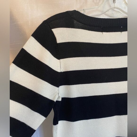 Pink Rose Black and White Striped Sweater  Dress Ladies L - Picture 10 of 12